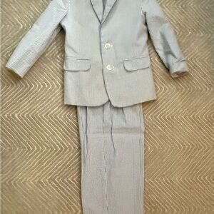 Classic Blue and White Striped searsucker suit